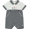 Emile et Rose Baby Boys Finch Navy and White Striped Nautical Romper
