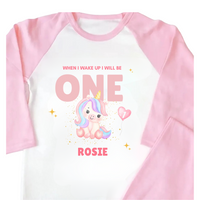 Personalised Girls Pink Pyjamas When I Wake Up Birthday Pyjamas