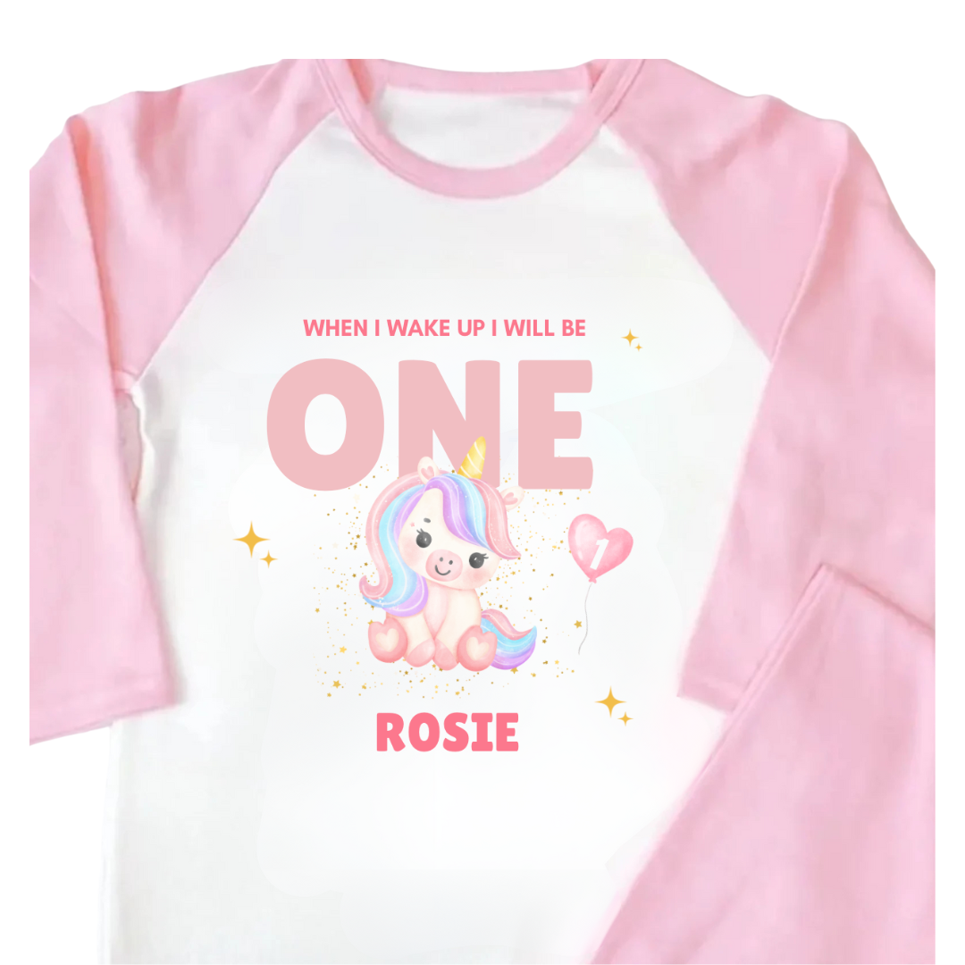 Personalised Girls Pink Pyjamas When I Wake Up Birthday Pyjamas