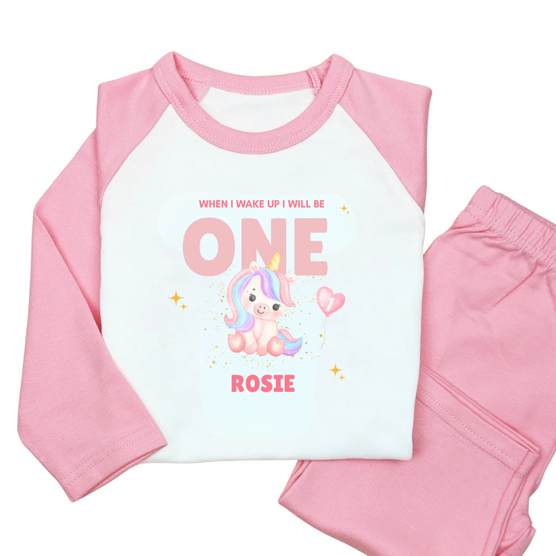 Personalised Girls Pink Pyjamas When I Wake Up Birthday Pyjamas