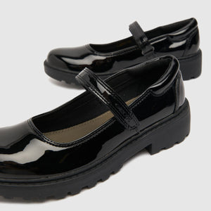 Geox J Casey G. P Touch Fastening  Girls Black School Shoes