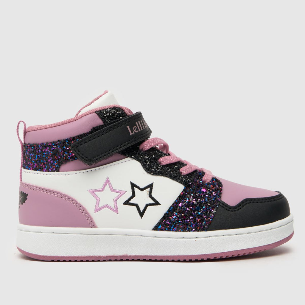 Lelli Kelly Anna B Girls Pink Glitter Star HiTop Trainers Baseball Boots