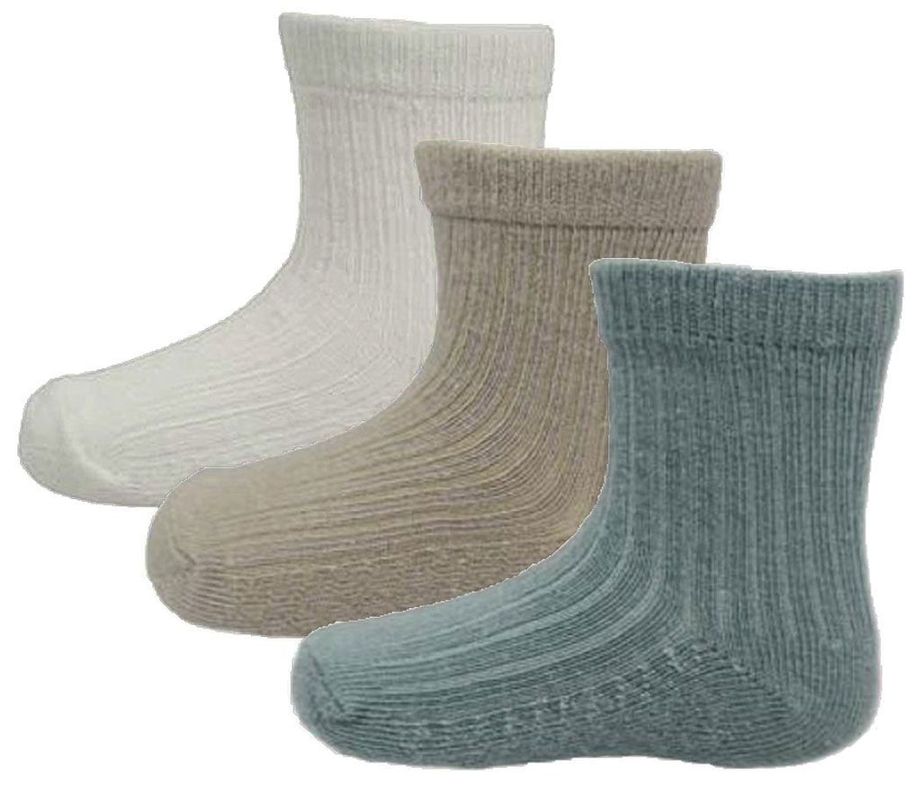 Baby Boys 3 pack of Socks Cream,Sage and Biscuit