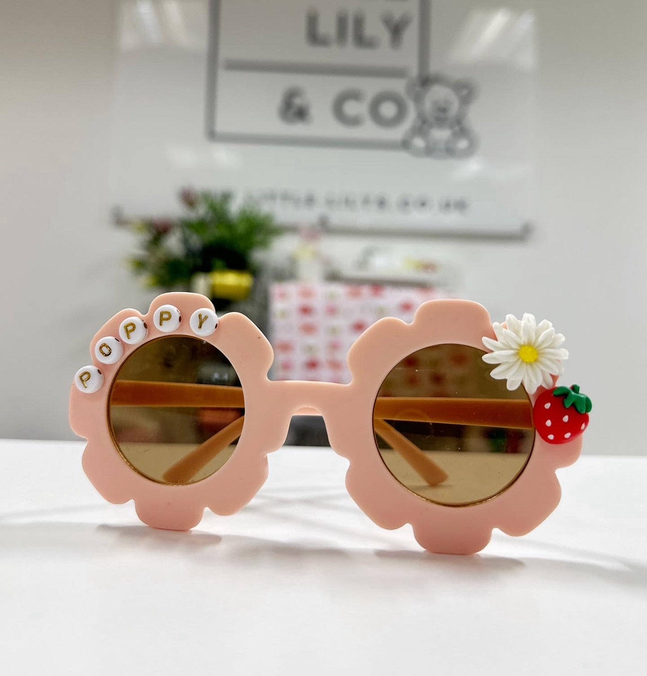 Kids Personalised Sunglasses - Girls Flower Sunglasses with Charms