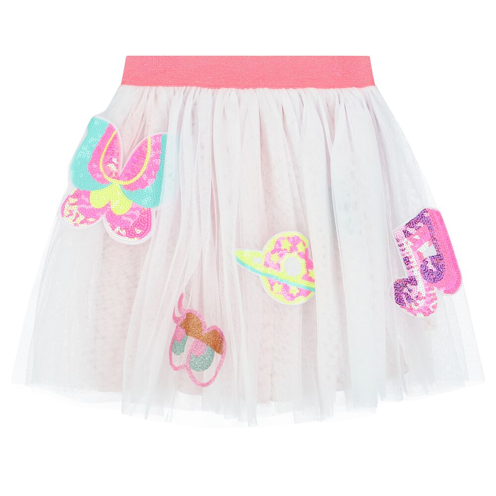 Billieblush Girls Tuelle Applique Sequin Tutu Skirt White 60 OFF SA Little Lily Co
