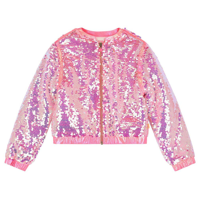 Billieblush Girls Pink Sequin Zip Up Jacket