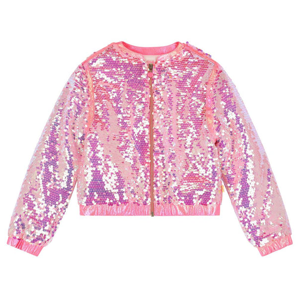 Billieblush Girls Pink Sequin Zip Up Jacket