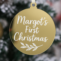 Personalised Custom Christmas Gold Baubles Ornaments