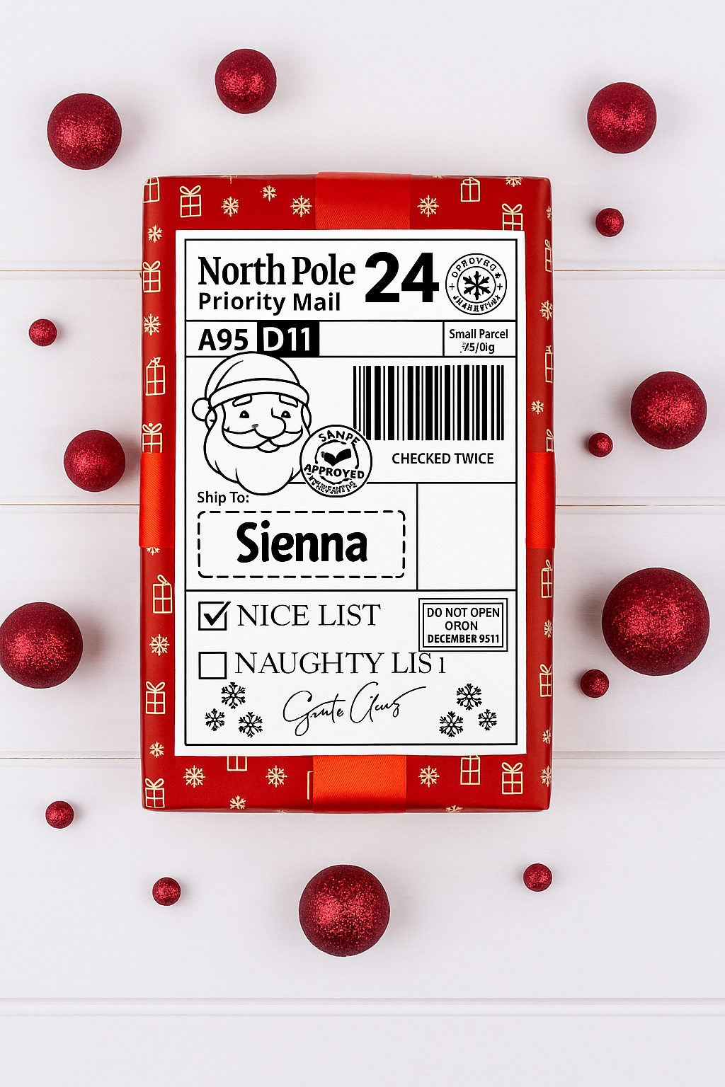 Personalised North Pole Delivery Label | Christmas Santa Sticker (2 Labels)