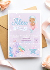 Girls Mermaid Theme Custom Birthday Invitations – Personalised Digital Download | Kids Party Invitation Template