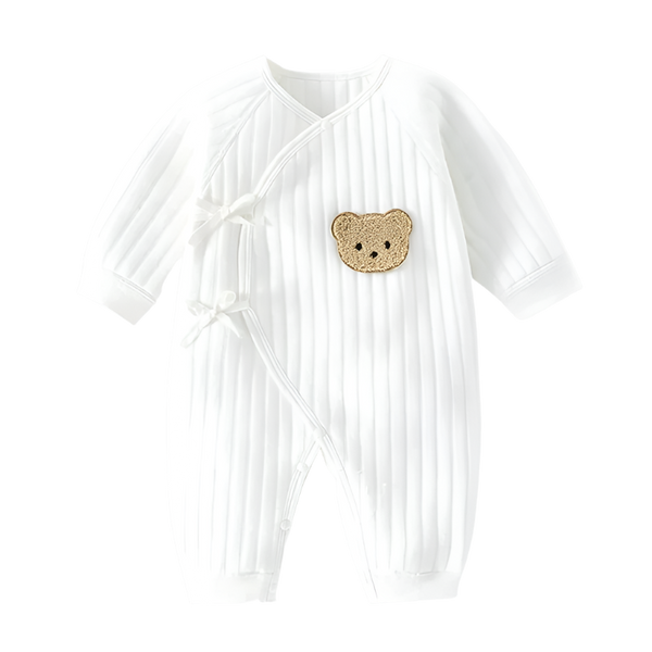 The Teddy Bear Boucle Wrap White Baby Grow Romper
