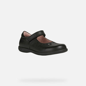 Geox Girls Naimara Leather Bow Black School Shoes | SALE