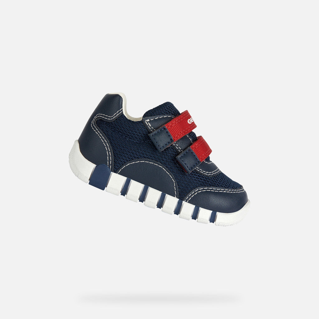 Geox Toddler Navy Iupidoo Sneakers with Straps Boys Trainers | New Season