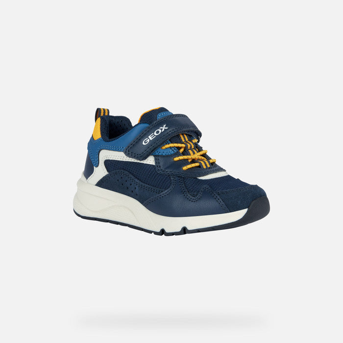 Geox Boys Rooner Navy/Yellow Trainers | SALE