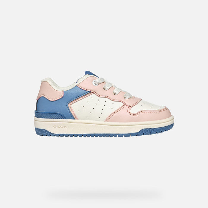 Geox Washiba White, Pink & Blue Girls Low Top Sneaker Trainers