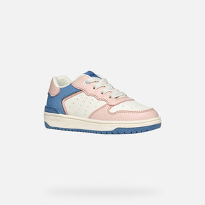 Geox Washiba White, Pink & Blue Girls Low Top Sneaker Trainers