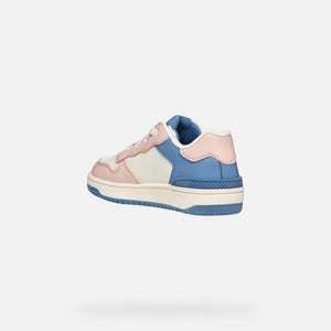 Geox Washiba White, Pink & Blue Girls Low Top Sneaker Trainers