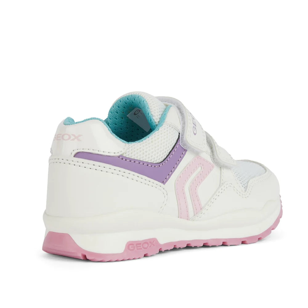 Geox Girls White and Pink J Pavel Velcro Trainers