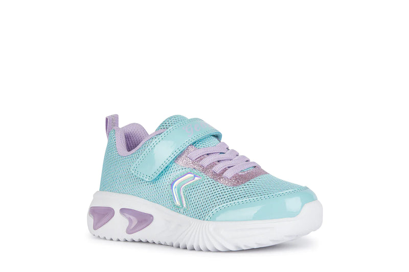 Geox Girls Trainers J Assister Aqua Blue and Lilac Mermaid Shoes | New Season