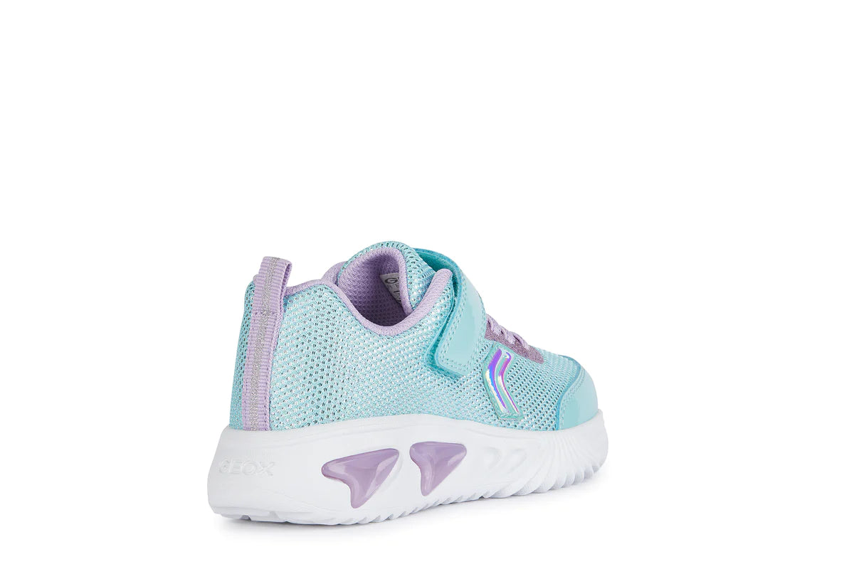 Geox Girls Trainers J Assister Aqua Blue and Lilac Mermaid Shoes SAL Little Lily Co