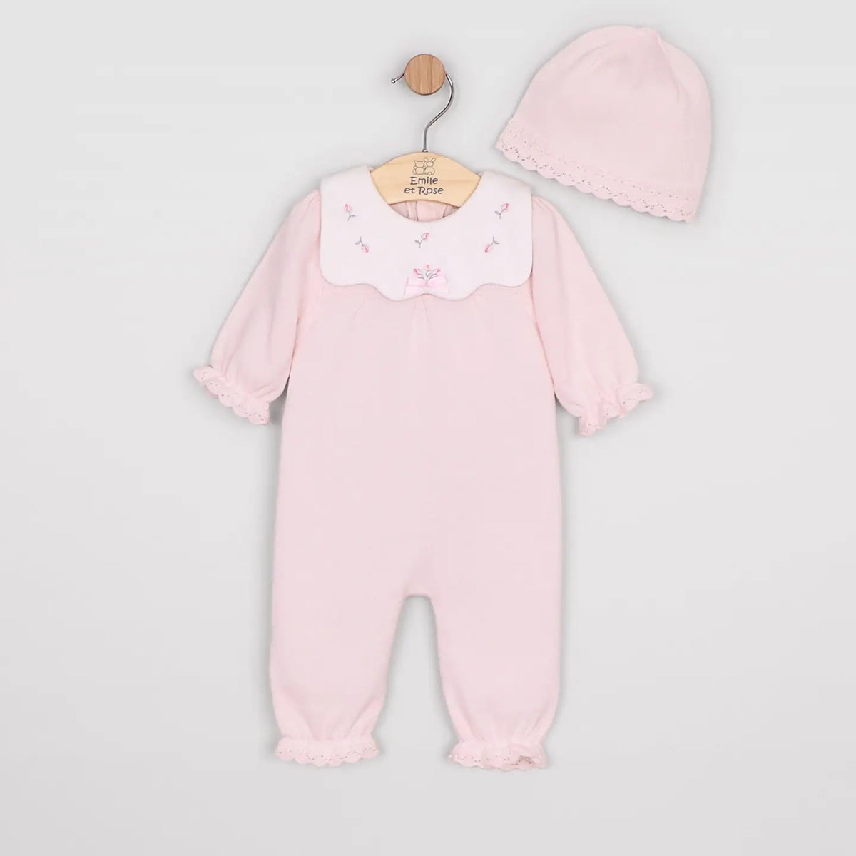 Marnie Girls Pink Knit Rosebud All In One