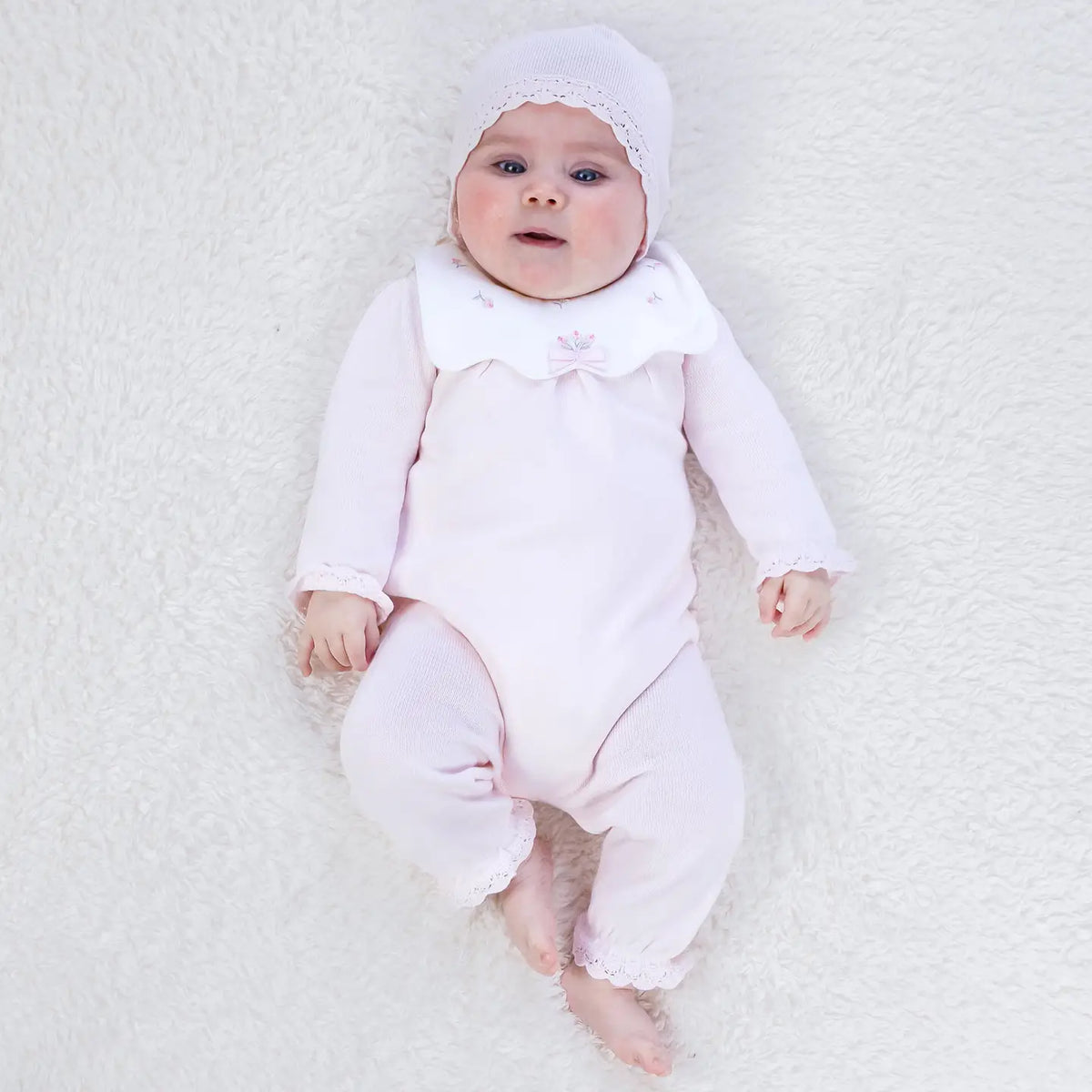 Marnie Girls Pink Knit Rosebud All In One