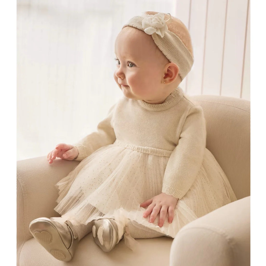 Mayoral Baby Girls Ivory Champagne Gold Tulle Dress