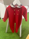Pex Baby Red Knitted Tartan Sleepsuit - Cole | Baby Christmas Outfits