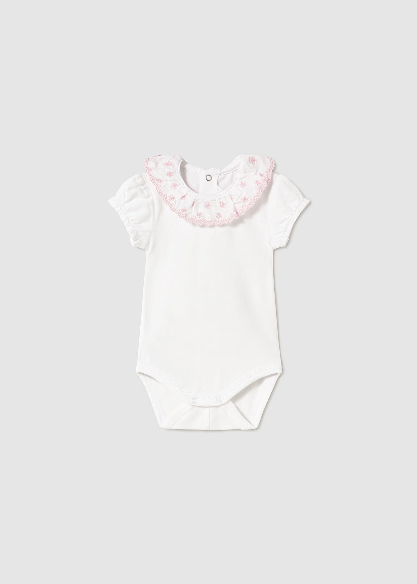 Mayoral Baby Girl Ruffle Pink or White Collar White Bodysuit