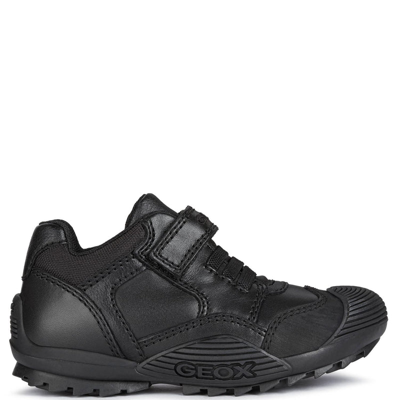 Geox Boys Black Savage Leather Strap and Lace Up School Shoes | J0424B