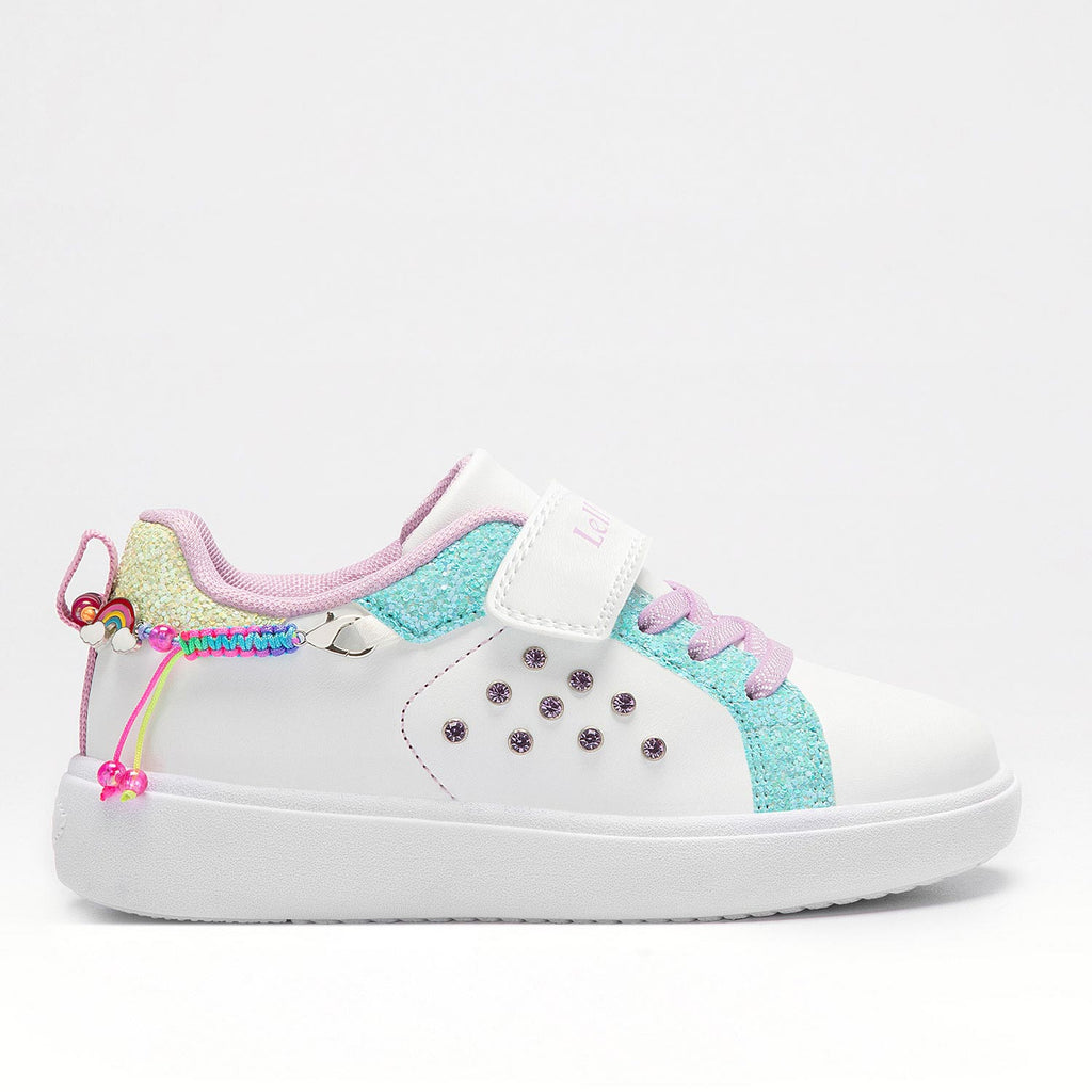 Lelli Kelly Gioiello Scarpa Girls White Multi Coloured Charm Bracelet Trainers