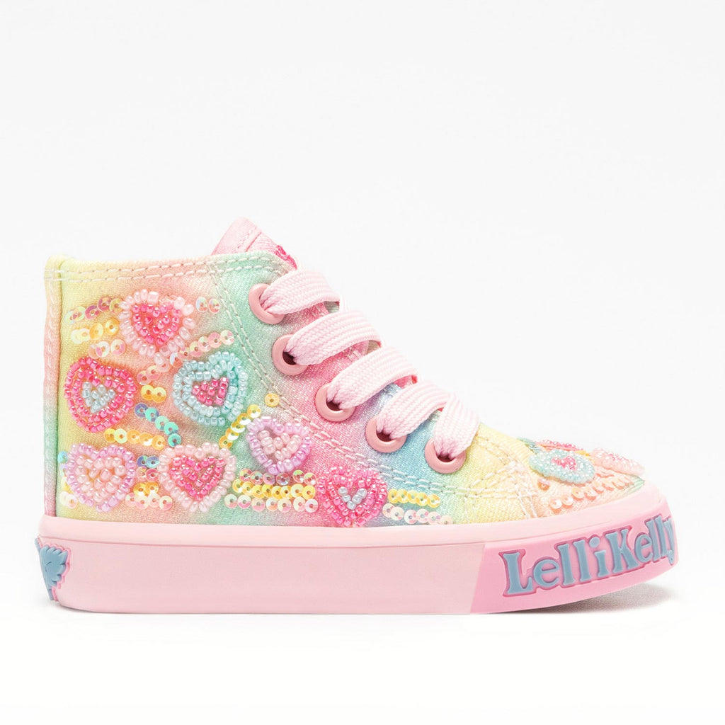 Lelli Kelly Toddler Beaded Nadia Myla Heart High Top Trainer Boot With Inside Zip - Multi Fantasy | PRE-ORDER