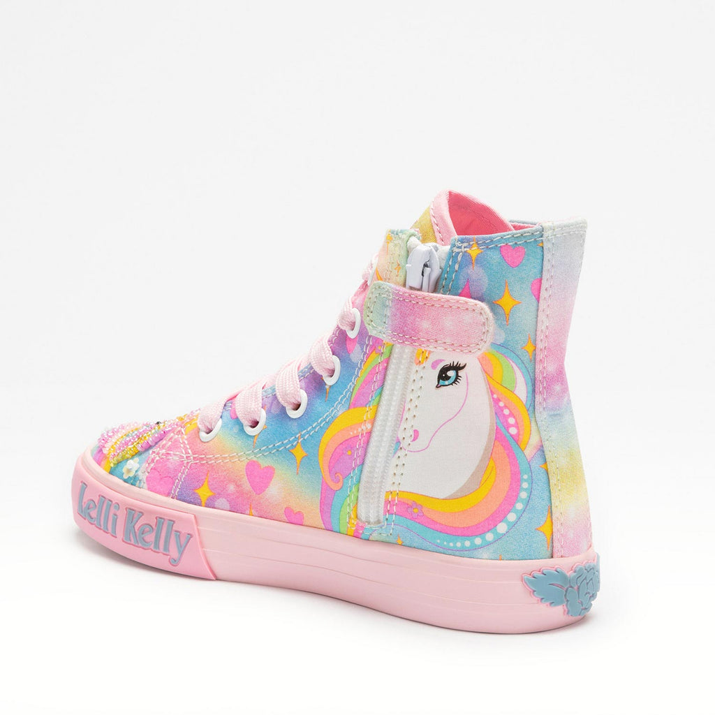 Lelli Kelly Pink Unicorn Hghi-Tops Mid Baseball Boots Sneaker Girls Trainers New Season