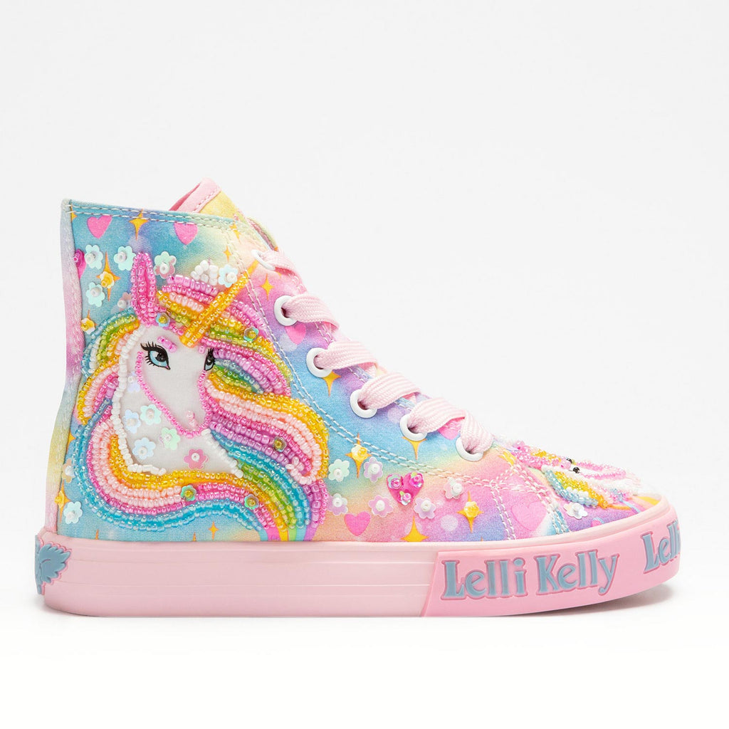 Lelli Kelly Pink Unicorn Hghi-Tops Mid Baseball Boots Sneaker Girls Trainers New Season