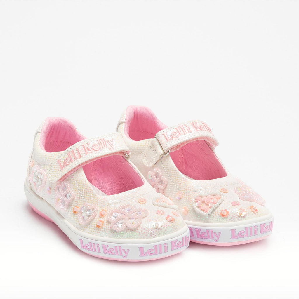 Lelli Kelly White Pink Heart Sequin Thalia Toddler Mary Jane | Pre-Order