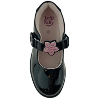 Lelli Kelly Girls DAISY Interchangeable Straps Pink Flower Chair  Black Patent School Shoes