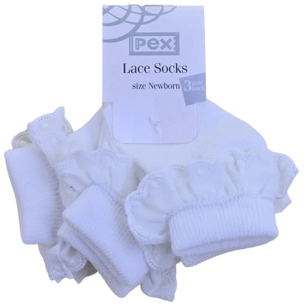 Pex Girls White School Socks Sophie 3 Pack