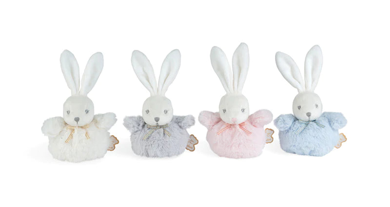 Kaloo Pompons Mini Soft Rabbit - Blue, Cream, Pink & Grey