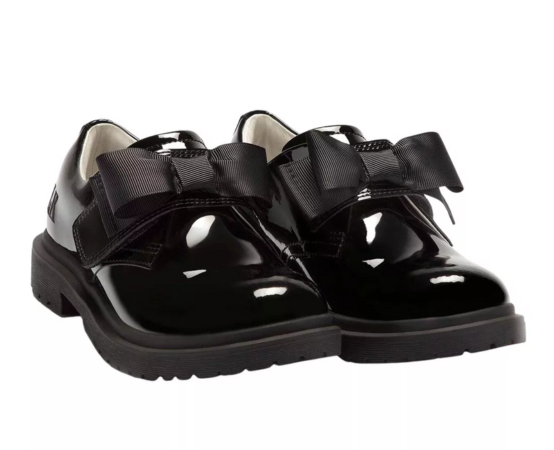 Miss LK | Lelli Kelly Faye Girls Black Patent Bow School Shoes