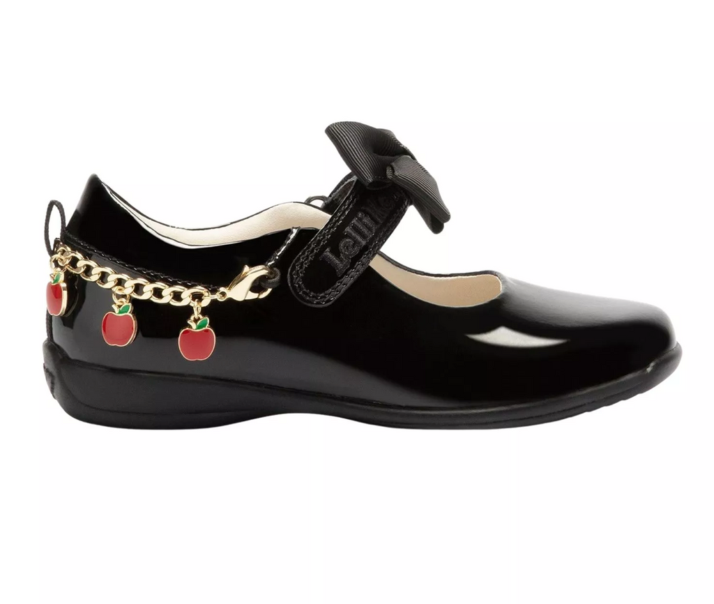 Lelli Kelly Apple Charm Black Patent Girls School Shoes Fior Di Mela | LK8729 | SALE