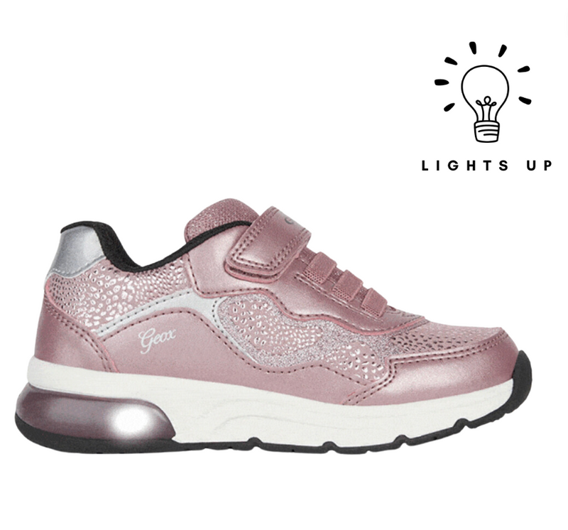 Geox Girls Dark Pink Silver Geox Jr Spaceclub G Light Up Trainers sale Little Lily Co