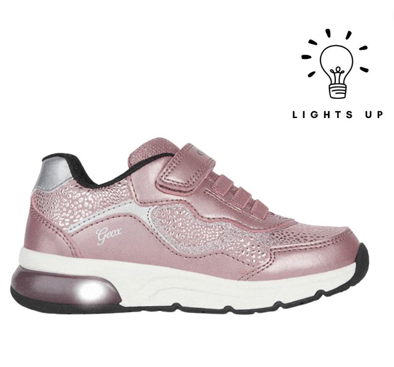 Geox Girls  Dark Pink/ Silver Geox Jr Spaceclub G Light Up Trainers | Sale