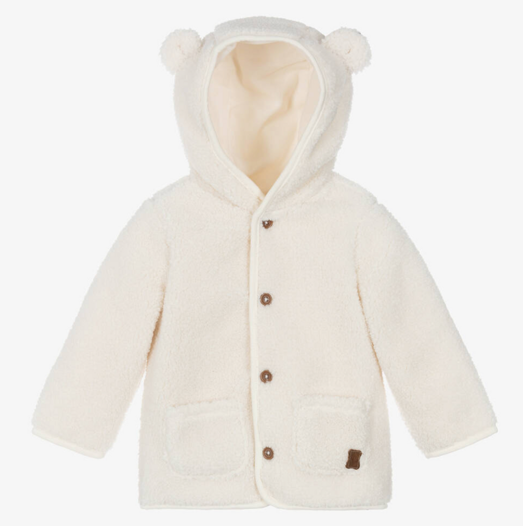 Mayoral Baby Ivory Hooded Teddy Fleece Winter Jacket