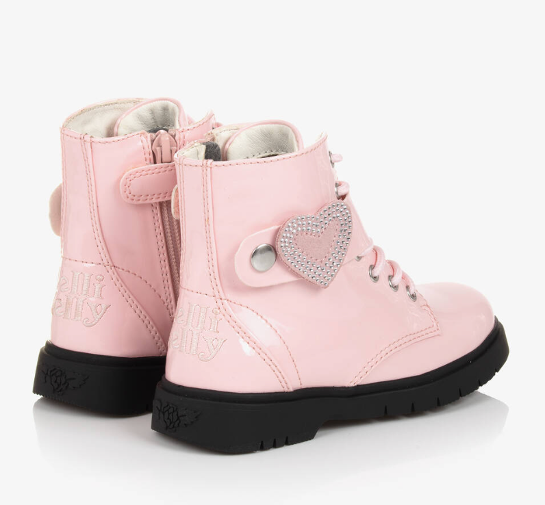Girls pink online lace up boots