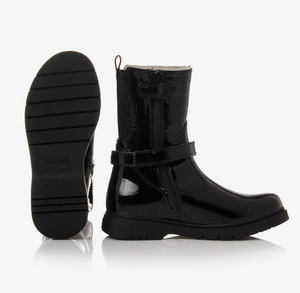 Lelli Kelly Marion Black Patent Mid-calf Winter Boots Detachable Diamanté Chain