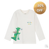 Mayoral Baby Ivory Cotton Dragon Long Sleeved T-shirt | Sale 50% off