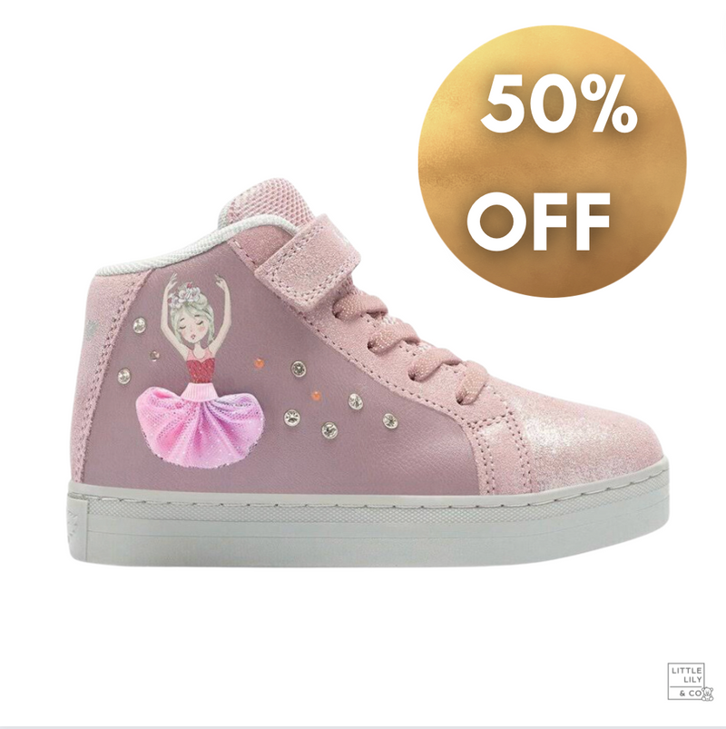 Lelli Kelly Mille Stelle Cipria Luci Blush Pink Ballerina Light Up High Tops | 50% OFF SALE