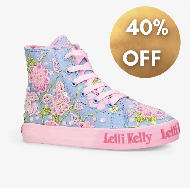 Lelli Kelly Hermione Fantasy  Embellished Blue & Pink Fur Lined Hi-Tops | 40% OFF