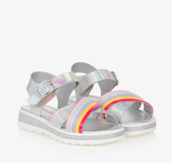 Billieblush Girls Silver & Rainbow Summer Sandals