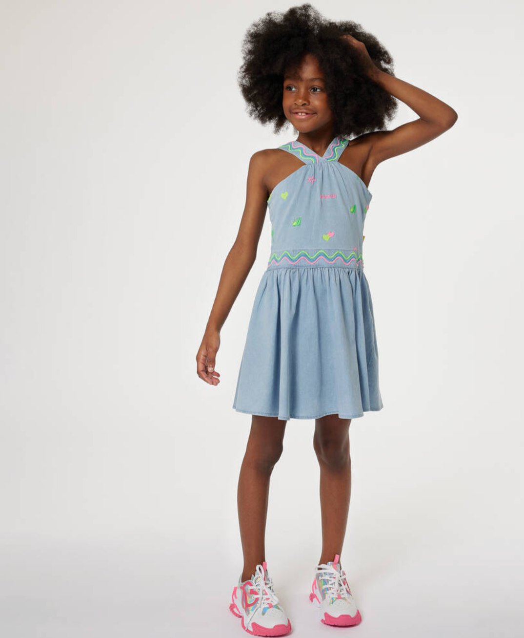 billieblush denim dress HEART PRINT DENIM DRESS